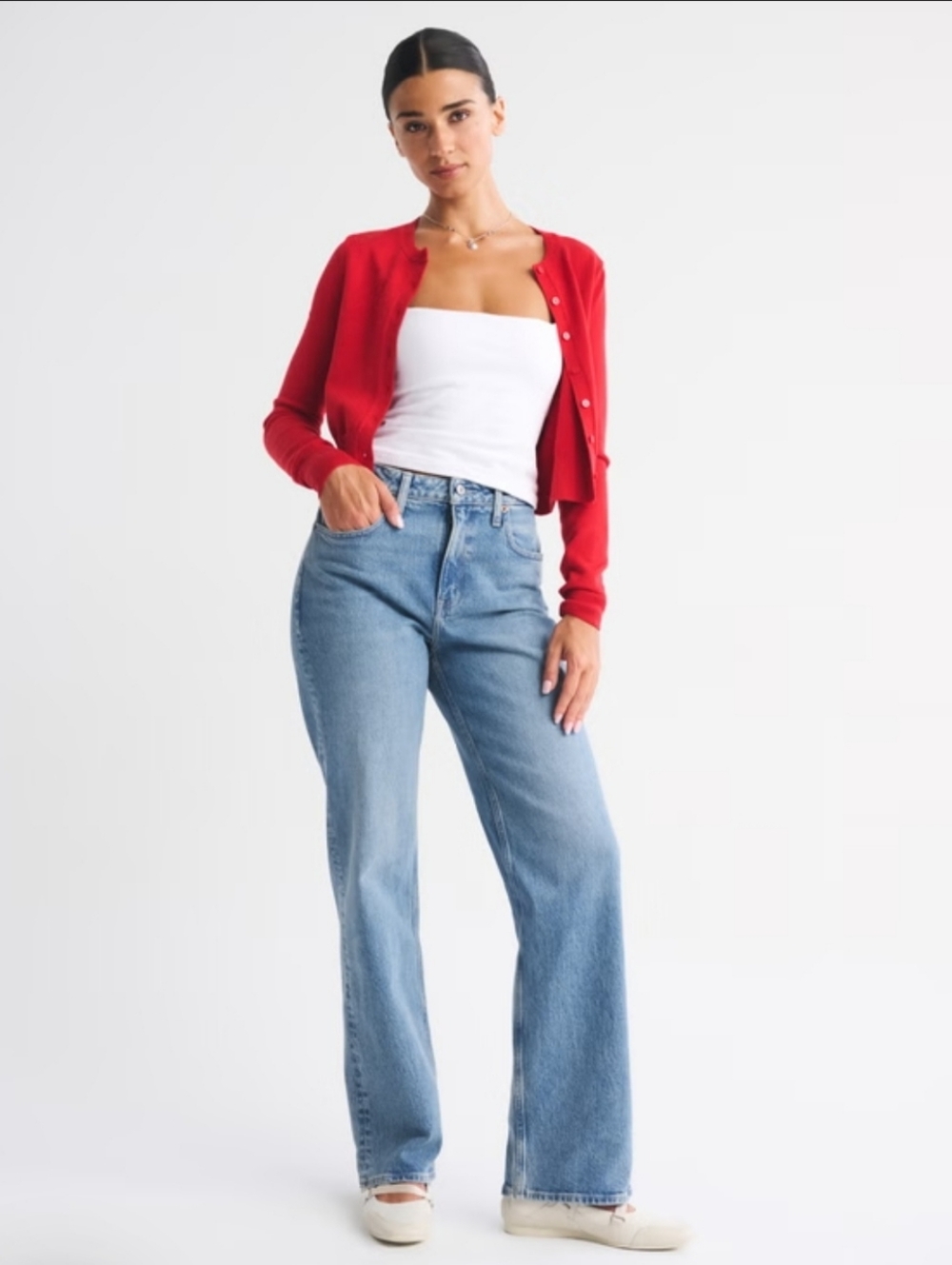 Abercrombie & Fitch CurveLove HighRise 90s Relaxed Heart Embroidered Jean 31 NWT